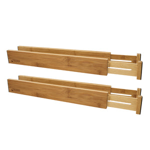 Bamboo Adjustable Spring-Loaded, Stackable Drawer Divider Organizers
